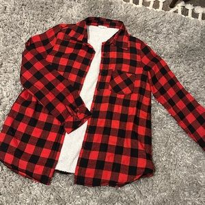 Boutique Buffalo Plaid Sherpa Button Down